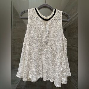Free People White Lace Tank Top